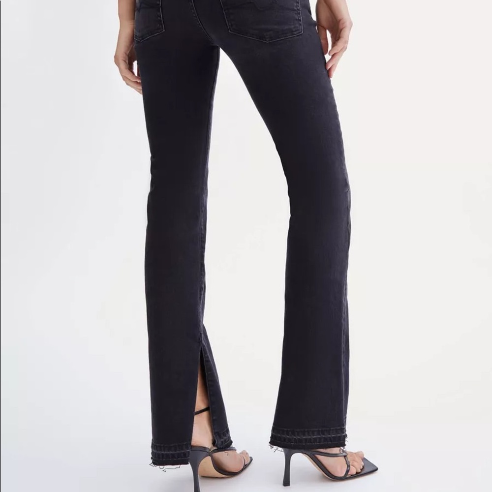 7 FAM Black Inside Slit Bootcut Jean